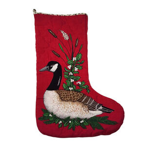 VTG Christmas Stocking Mallard Duck Quilted Wildlife Cabincore Country Holiday